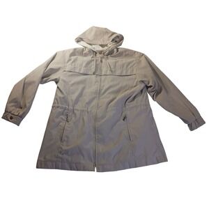 Talbots Hooded Utility Windbreaker Jacket Women M Cinched Waist Coat Vtg READ